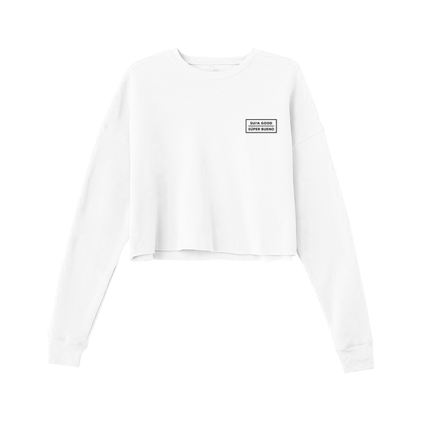 Supa Good Super Bueno Crop Sweatshirt - White